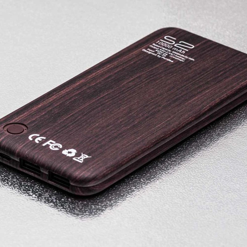 Baterie Externa Puridea S2 10000mAh 2xUSB - Dark Brown Wood Grain
