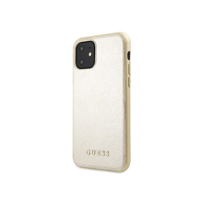 Husa iPhone 11 Guess Sintetic Leather Iridescent - Auriu