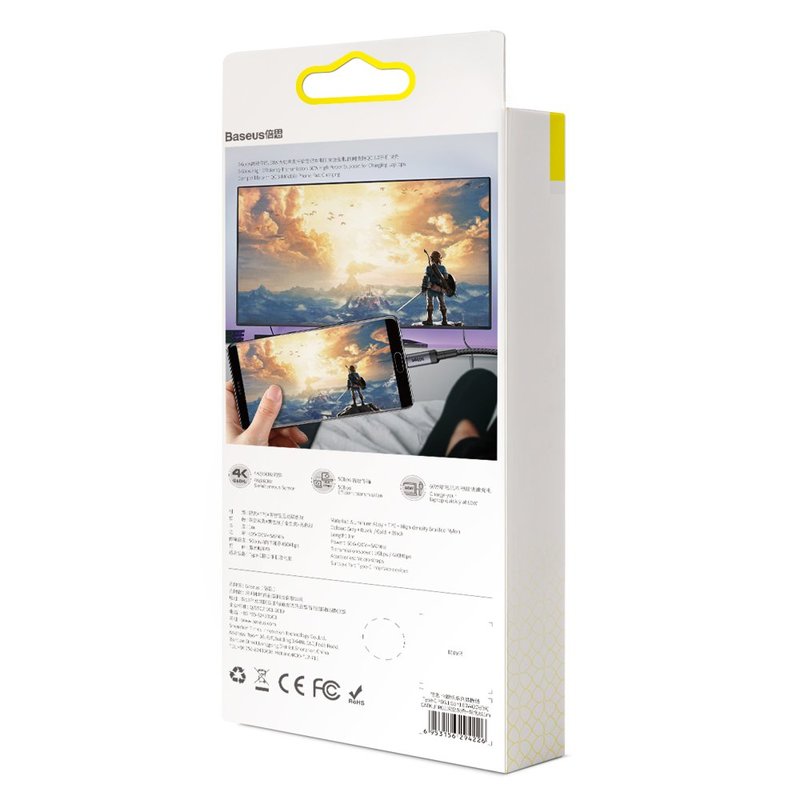 Cablu de date Baseus Cafule Series Type-C To Type-C PD3.1 60W 4K 1M - CATKLF-RG1- Negru/Gri