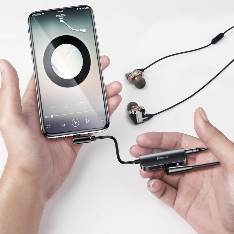 Convertor Audio Baseus L50S Lightning To 3.5mm + Lightning Adapter - CALL50S-01 - Negru