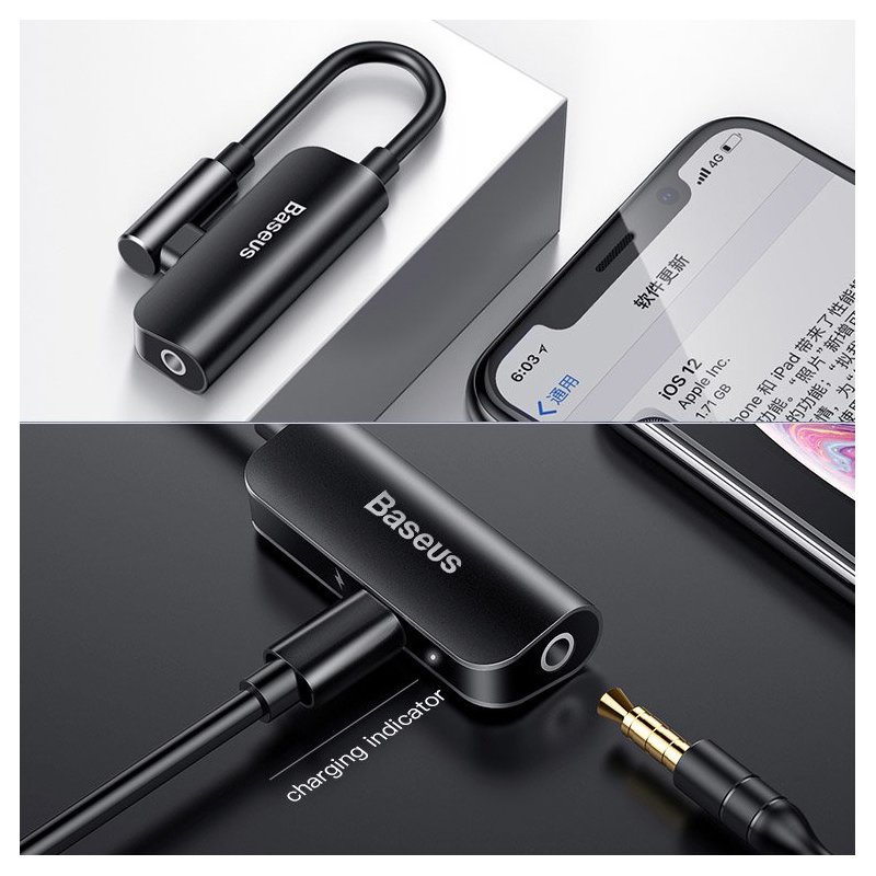 Convertor Audio Baseus L50S Lightning To 3.5mm + Lightning Adapter - CALL50S-01 - Negru