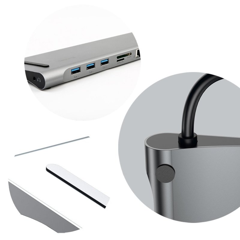 Hub Baseus Enjoyment Series Adapter USB 3.0/4K HDMI/SD/CF/LAN/VGA/Type-C - CATSX-F0G - Argintiu