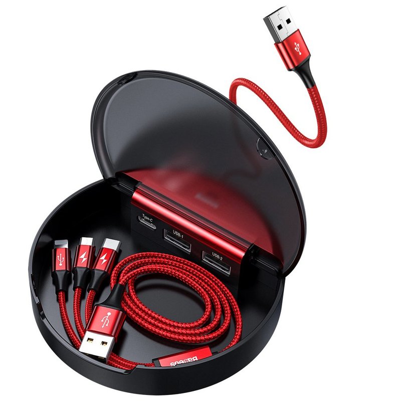 Statie Incarcare Auto Baseus Sharing For Whole Car + Cablu De Incarcare 3A - CAHUB-FX09 - Rosu