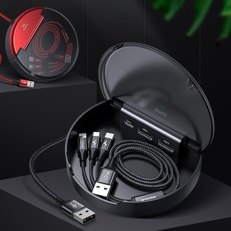 Statie Incarcare Auto Baseus Sharing For Whole Car + Cablu De Incarcare 3A - CAHUB-FX09 - Rosu