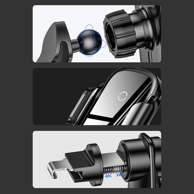 Suport auto magnetic 3in1 Baseus 15W, Qi, negru, WXHW03-01