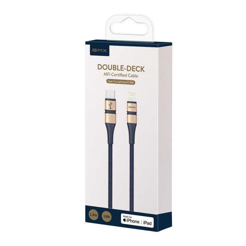 Cablu de date BMX Double-Deck Type-C to Lightning PD 18w, 1.8m - CATLSJ-BV3 - Albastru/Auriu