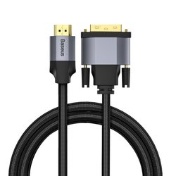 Cablu Video Convertor Baseus Enjoyment DVI to HDMI 4K HD 1M - CAKSX-F0G - Negru/Gri