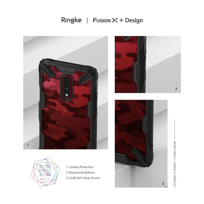 Husa OnePlus 7 Ringke Fusion X Design - Camo Black
