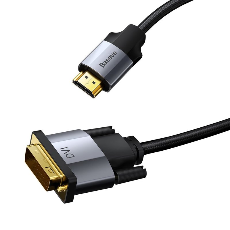 Cablu Video Convertor Baseus Enjoyment DVI to HDMI 4K HD 2M - CAKSX-G0G - Negru/Gri