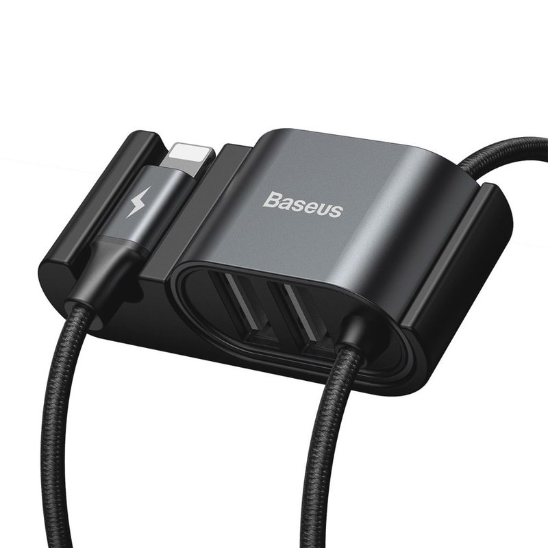 Cablu de date Baseus Special Backseat USB to Lightning / 2xUSB - CALHZ-01 - Negru