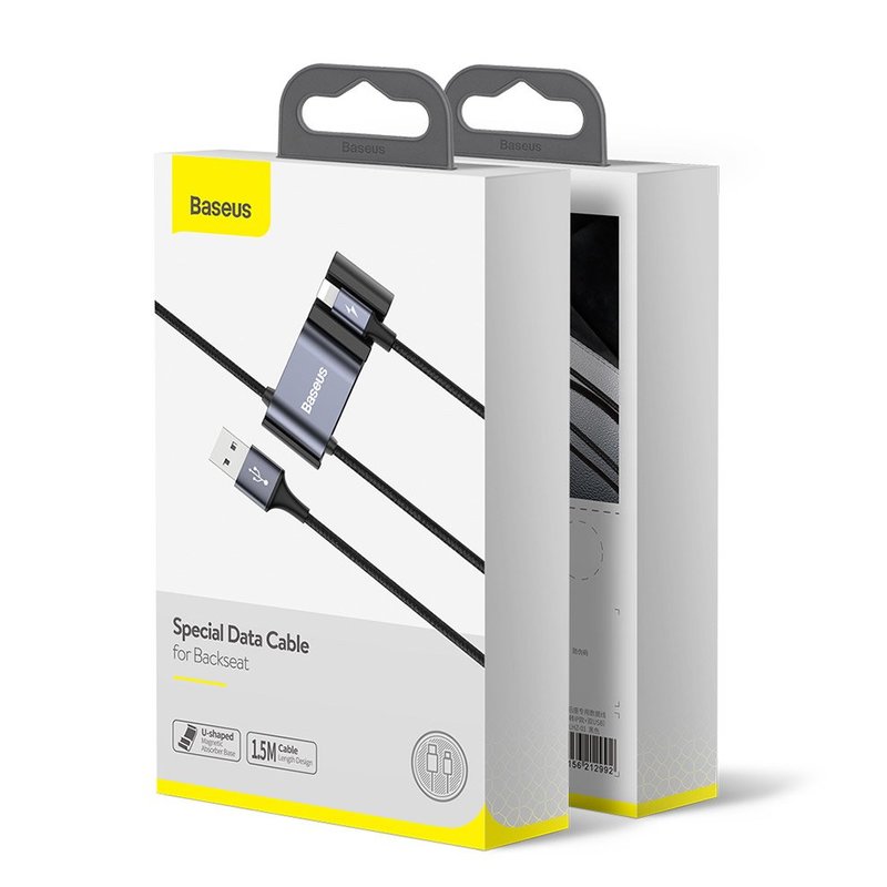 Cablu de date Baseus Special Backseat USB to Lightning / 2xUSB - CALHZ-01 - Negru