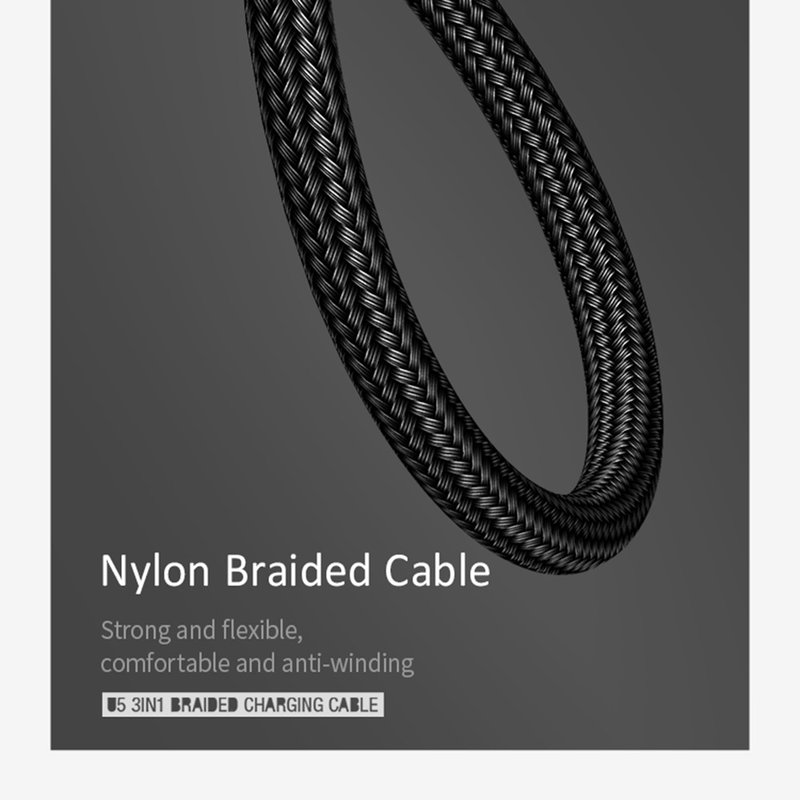 Cablu De Incarcare 3In1 Proda Agile Series Charging Lightning / Micro-USB / Type-C 2.8A 1m - PD-B31th - Negru