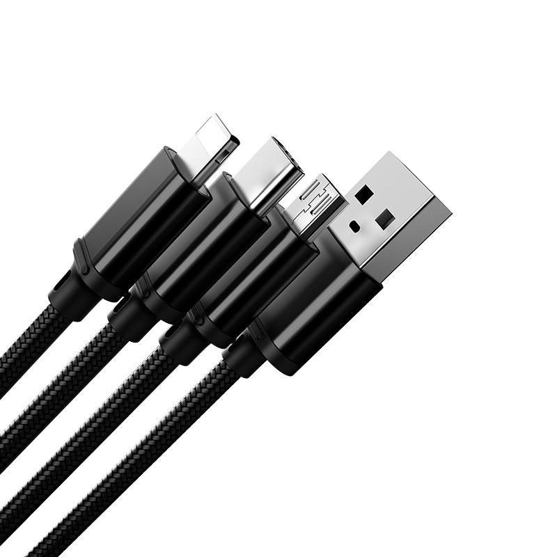 Cablu De Incarcare 3In1 Proda Agile Series Charging Lightning / Micro-USB / Type-C 2.8A 1m - PD-B31th - Negru