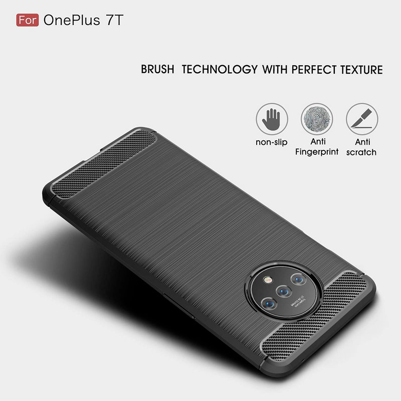 Husa OnePlus 7T Techsuit Carbon Silicone, negru