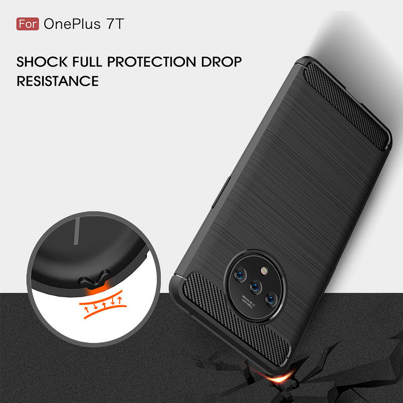 Husa OnePlus 7T Techsuit Carbon Silicone, negru