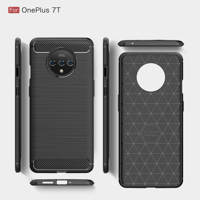 Husa OnePlus 7T Techsuit Carbon Silicone, negru