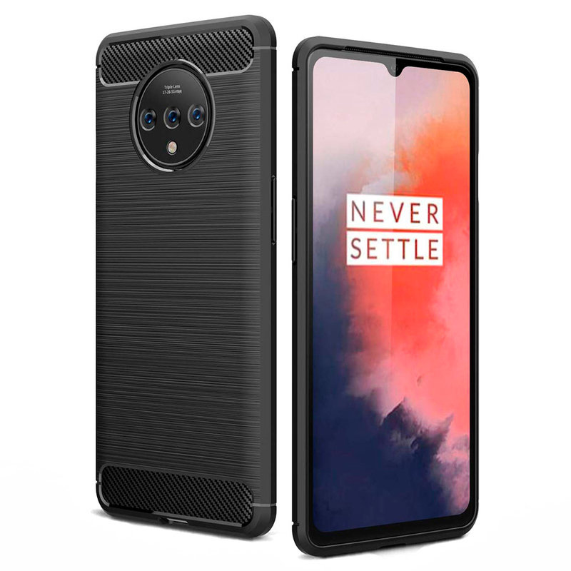 Husa OnePlus 7T Techsuit Carbon Silicone, negru