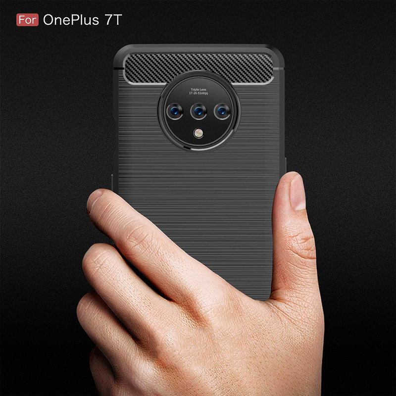 Husa OnePlus 7T Techsuit Carbon Silicone, negru