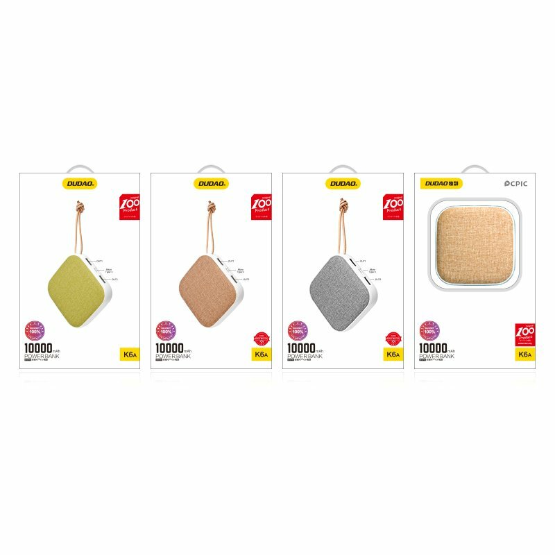 Baterie Externa Dudao K6A Portable Charger 10000mAh 2xUSB/Micro-USB/Type-C 2A - Gri