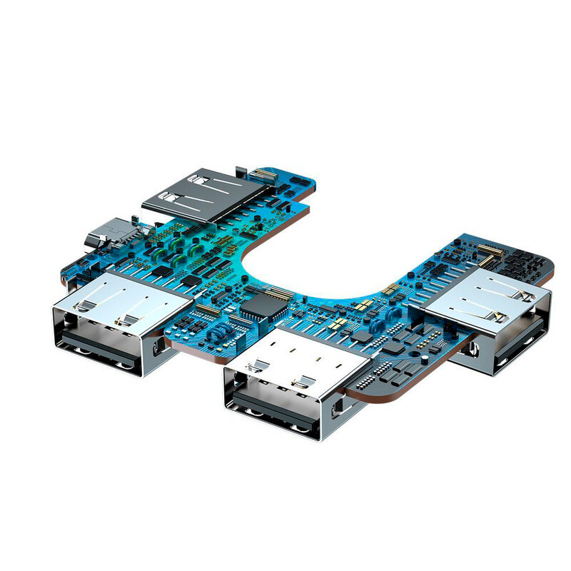 Hub Baseus Fully Folded Portable 4-in-1 Micro-USB/4xUSB With Power Supply - CAHUB-CW01 - Negru