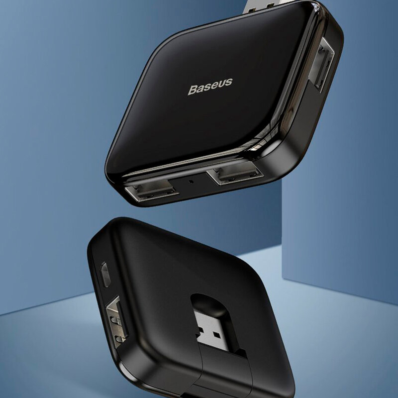 Hub Baseus Fully Folded Portable 4-in-1 Micro-USB/4xUSB With Power Supply - CAHUB-CW01 - Negru
