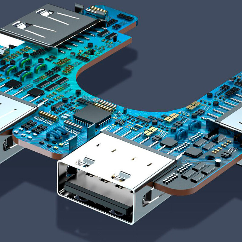 Hub Baseus Fully Folded Portable 4-in-1 Micro-USB/4xUSB With Power Supply - CAHUB-CW01 - Negru