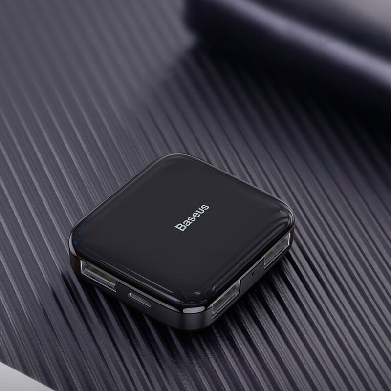 Hub Baseus Fully Folded Portable 4-in-1 Micro-USB/4xUSB With Power Supply - CAHUB-CW01 - Negru