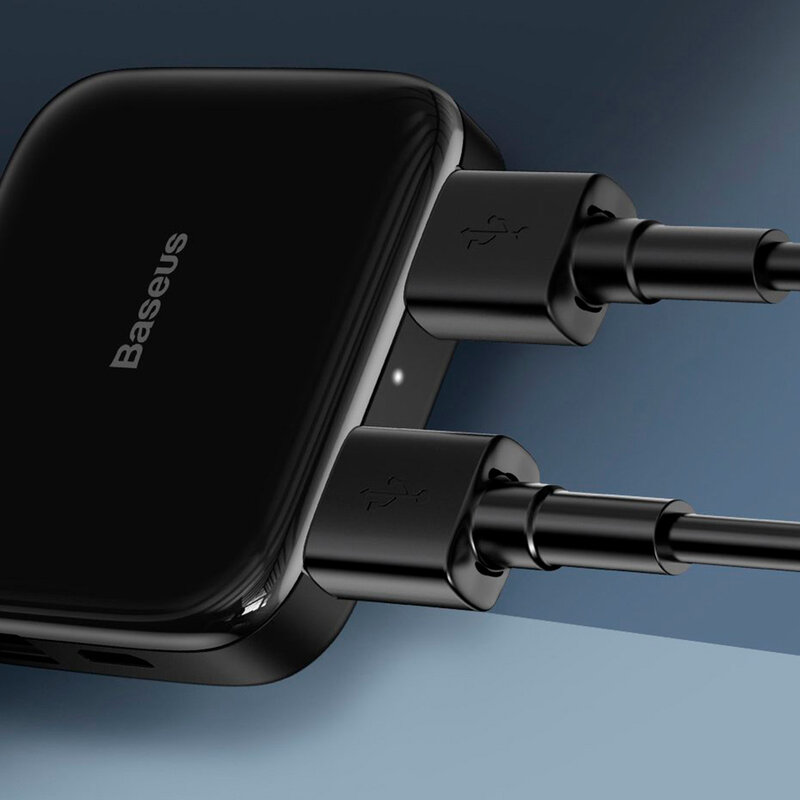 Hub Baseus Fully Folded Portable 4-in-1 Micro-USB/4xUSB With Power Supply - CAHUB-CW01 - Negru