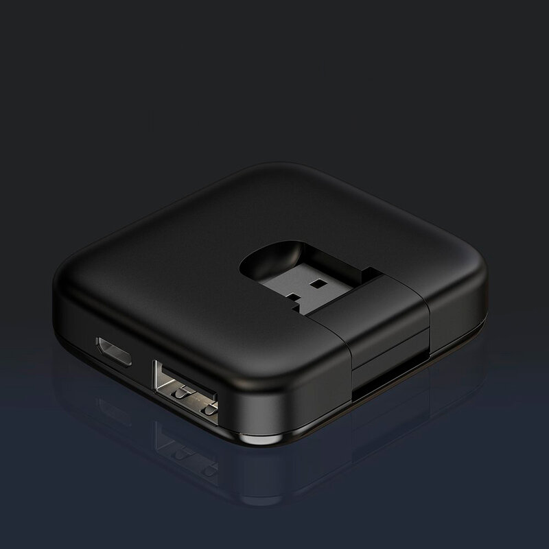 Hub Baseus Fully Folded Portable 4-in-1 Micro-USB/4xUSB With Power Supply - CAHUB-CW01 - Negru