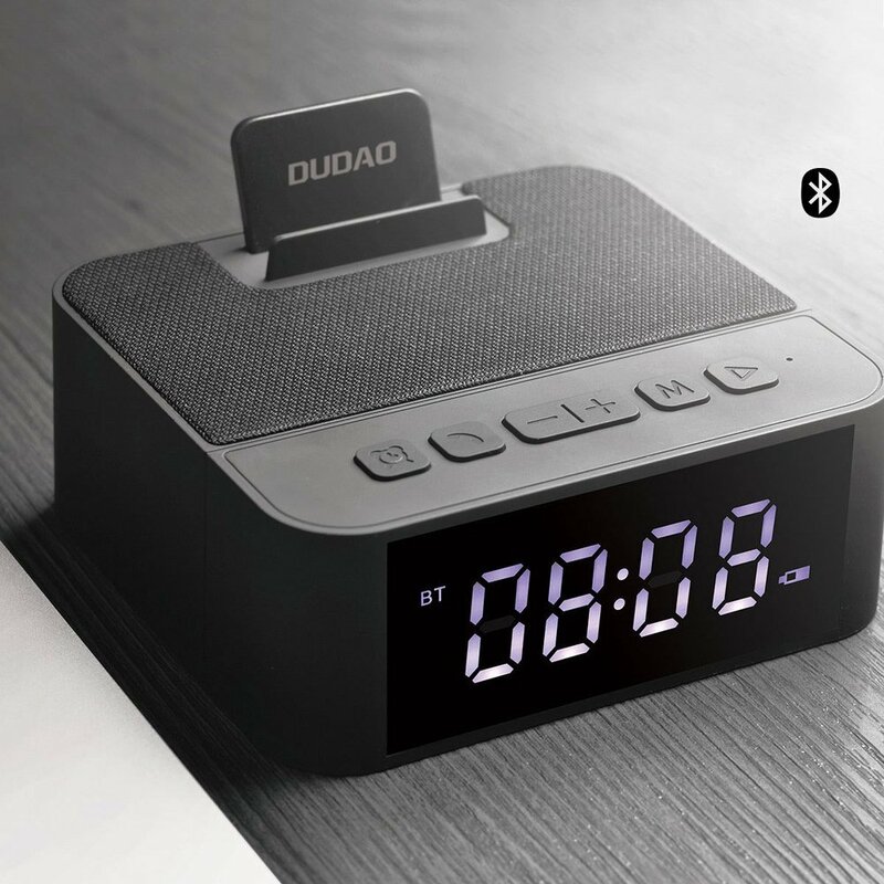 Boxa Portabila Bluetooth Dudao Y5 Multifunctional Alarm Clock, Phone Holder, Card Reader, Radio FM - Negru