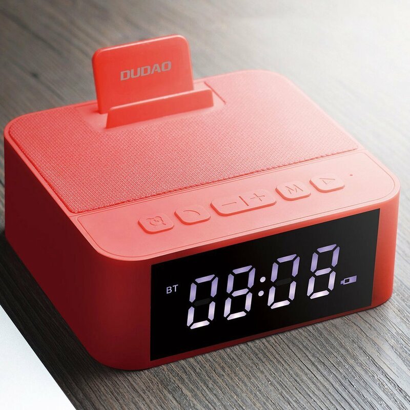 Boxa Portabila Bluetooth Dudao Y5 Multifunctional Alarm Clock, Phone Holder, Card Reader, Radio FM - Rosu