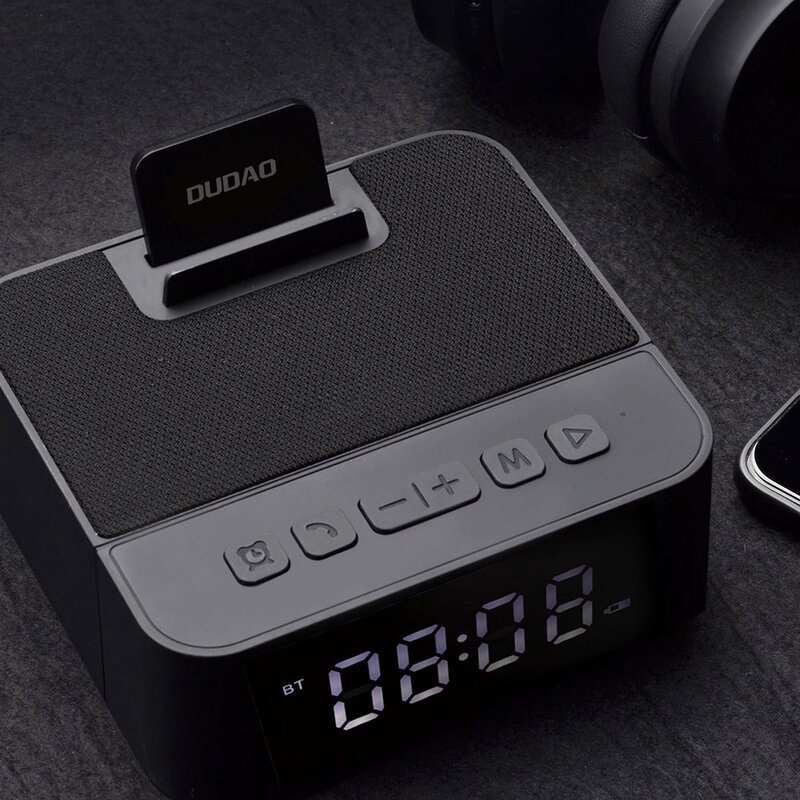 Boxa Portabila Bluetooth Dudao Y5 Multifunctional Alarm Clock, Phone Holder, Card Reader, Radio FM - Rosu