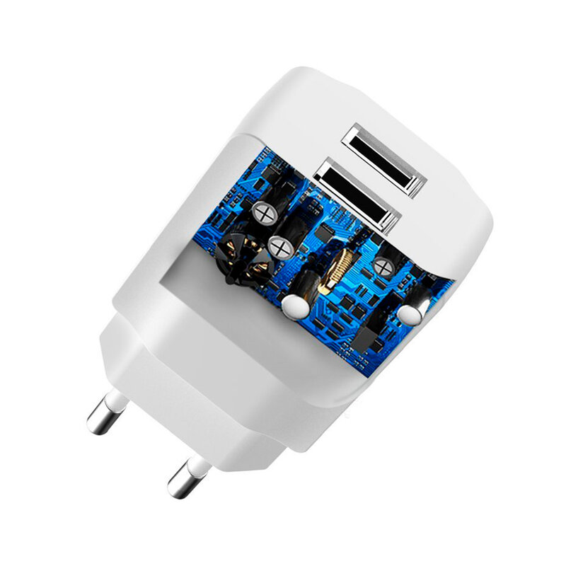 Incarcator Priza Dudao A2EU Dual-USB Home Travel Adapter 5V/2.4A + Cablu Type-C - Alb