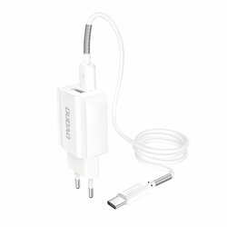 Incarcator Priza Dudao A2EU Dual-USB Home Travel Adapter 5V/2.4A + Cablu Type-C - Alb