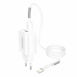 Incarcator Priza Dudao A2EU Dual-USB Home Travel Adapter 5V/2.4A + Cablu Lightning - Alb