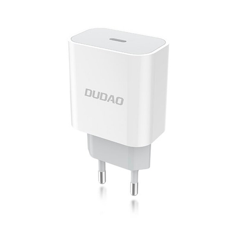 Incarcator Priza Dudao A8EU Type-C Quick Charge + Cablu De Incarcare Dudao Type-C/Lightning - Alb