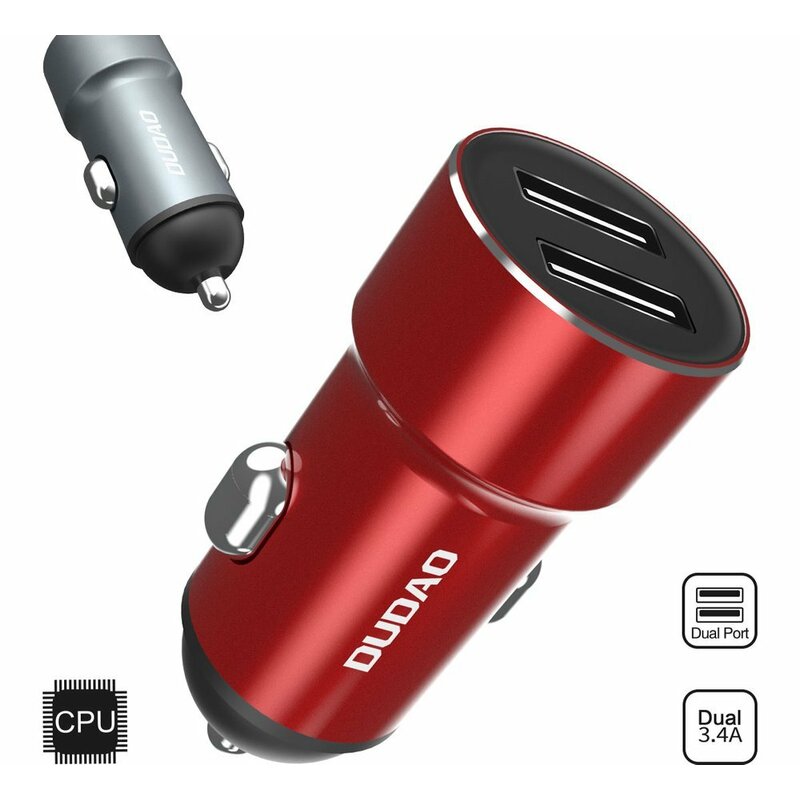 Incarcator Auto Dudao R6 Dual-USB Universal Smart & Fast Charge 3.4A - Argintiu