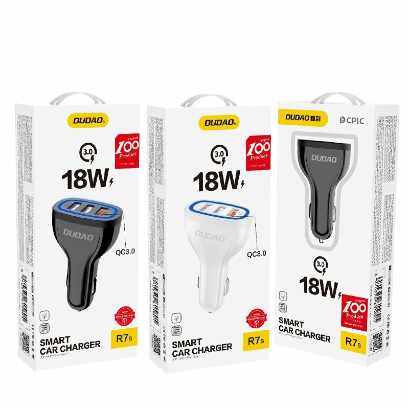 Incarcator Auto Dudao R7s Smart Universal 3xUSB Quick Charge QC3.0/18W/2.4A - Alb
