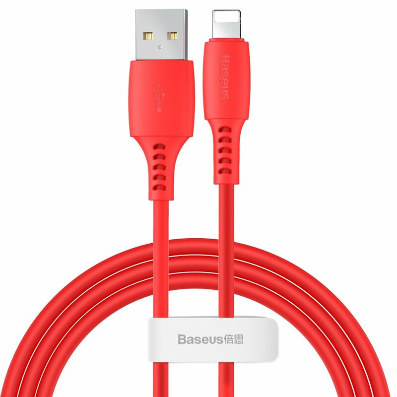 Cablu De Date Baseus Colourful USB To Lightning 2.4A 1.2m - CALDC-09 - Rosu