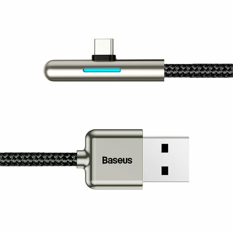 Cablu De Date Baseus Iridescent Lamp 90° Elbow USB To Type-C 4A 40W 1m - CAT7C-B01 - Negru