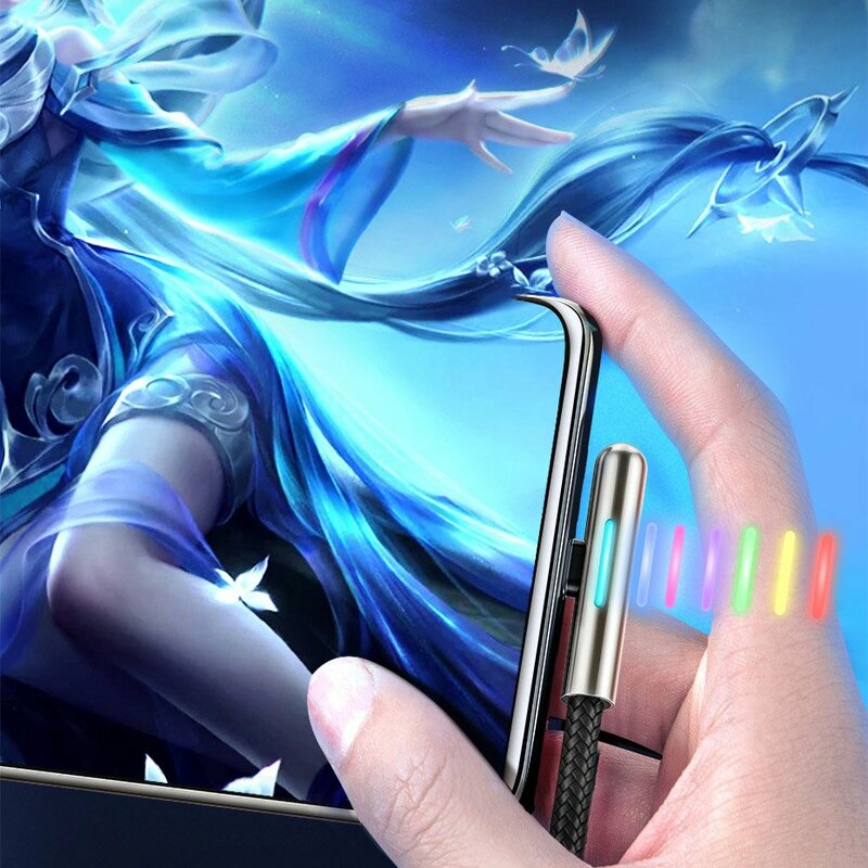 Cablu De Date Baseus Iridescent Lamp 90° Elbow USB To Type-C 4A 40W 1m - CAT7C-B01 - Negru