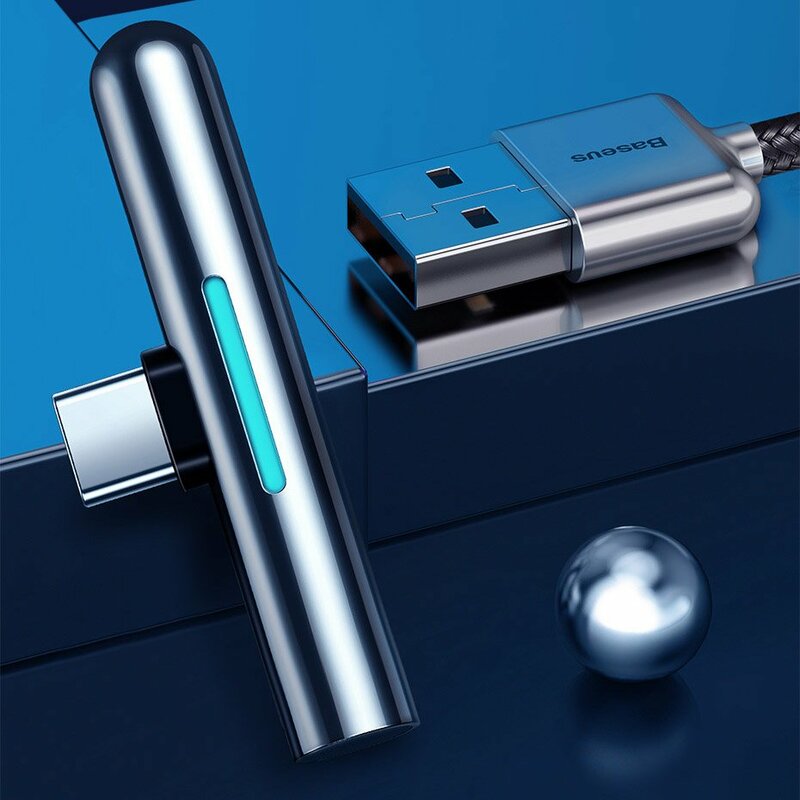 Cablu De Date Baseus Iridescent Lamp 90° Elbow USB To Type-C 4A 40W 1m - CAT7C-B01 - Negru