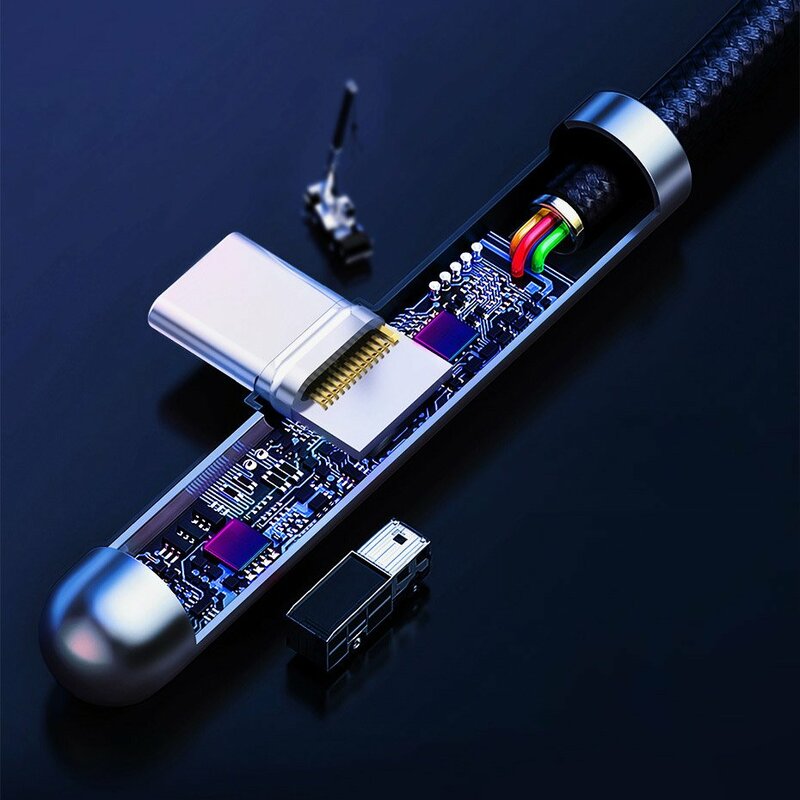 Cablu De Date Baseus Iridescent Lamp 90° Elbow USB To Type-C 4A 40W 1m - CAT7C-B01 - Negru