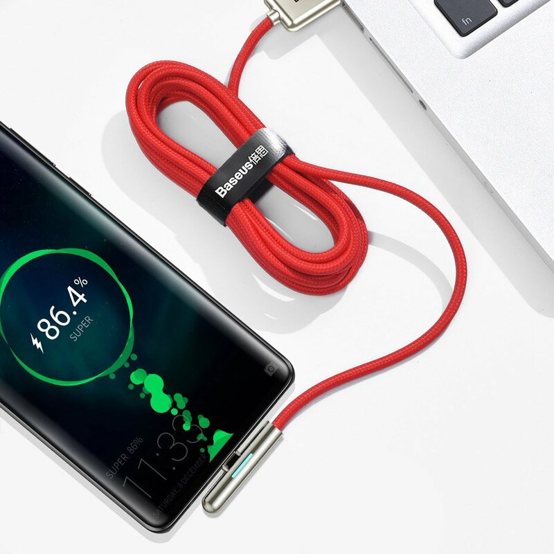 Cablu De Date Baseus Iridescent Lamp 90° Elbow USB To Type-C 4A 40W 1m - CAT7C-B01 - Negru