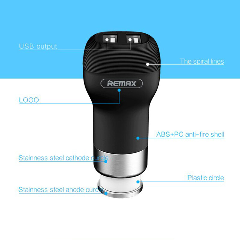 Incarcator Auto Remax Flinc RCC-207 2XUSB 2.4A - Albastru