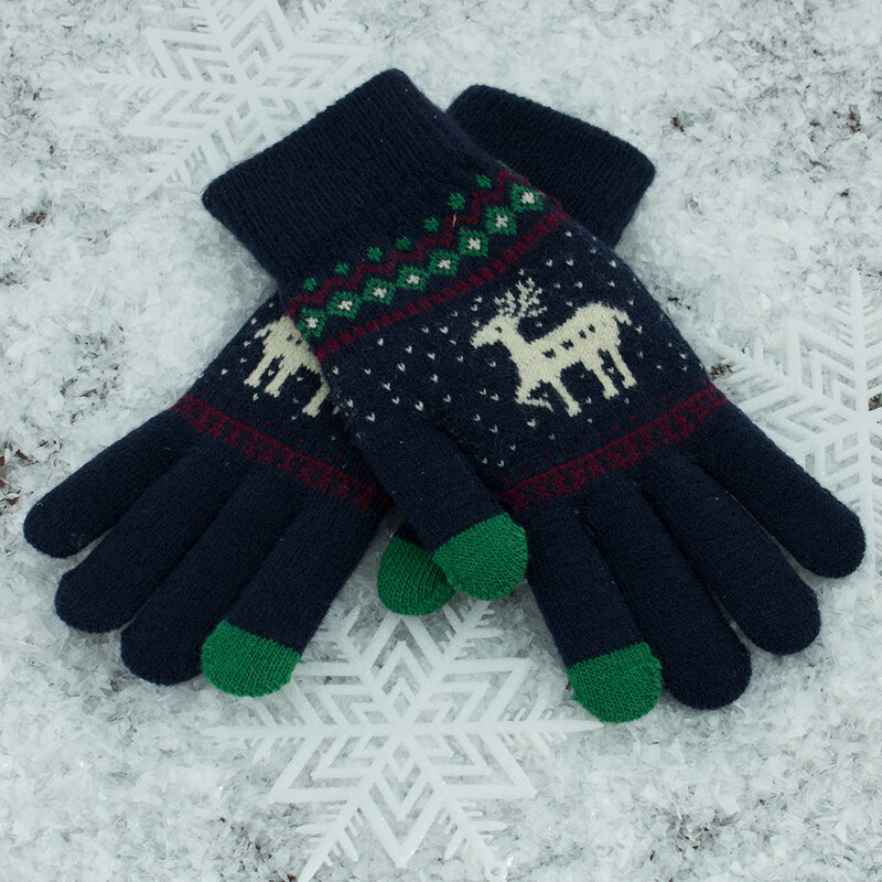 Manusi touchscreen dama Magic Winter, lana, albastru