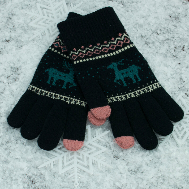 Manusi touchscreen dama Magic Winter, lana, negru