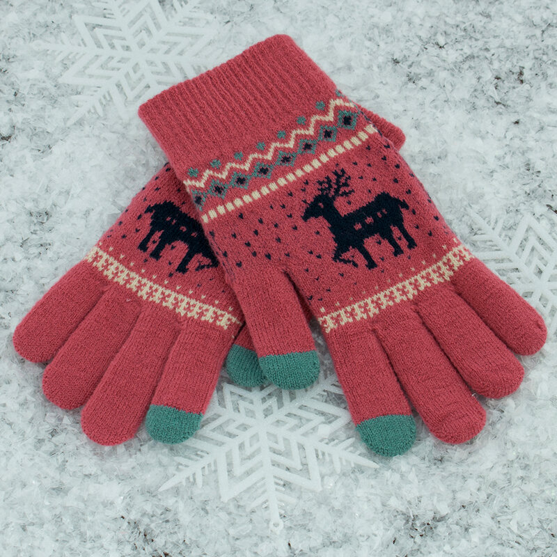 Manusi touchscreen dama Magic Winter, lana, rosu