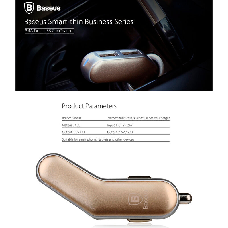 Incarcator Auto Baseus Smart Car Dual USB 3.4A - CCALL-F2VS - Auriu