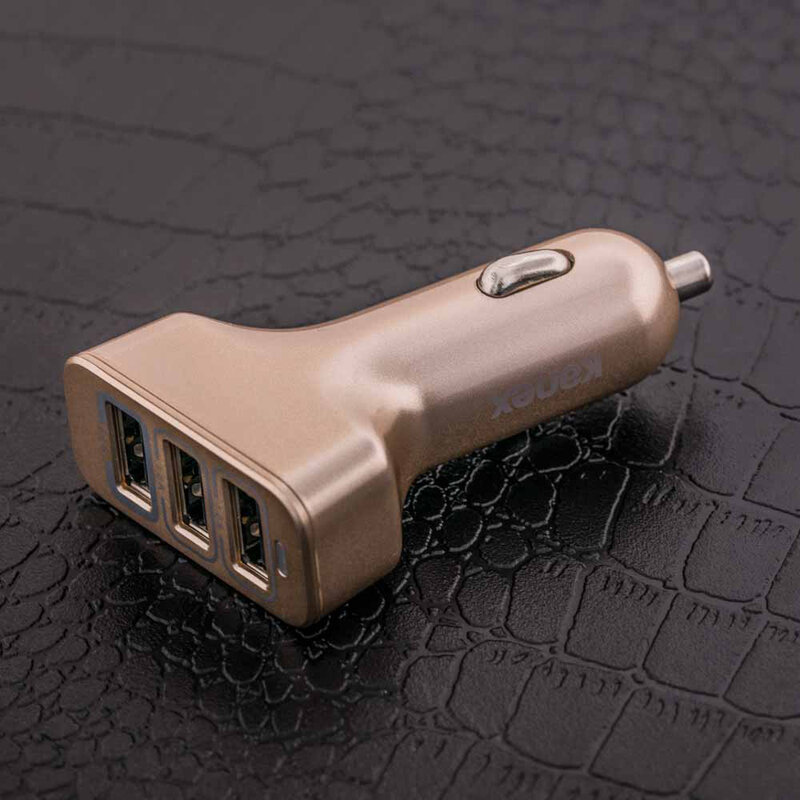 Incarcator Auto Kanex 3xUSB 4.4A - Auriu